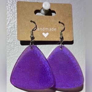 Purple Sparkly Handmade Resin Earrings
